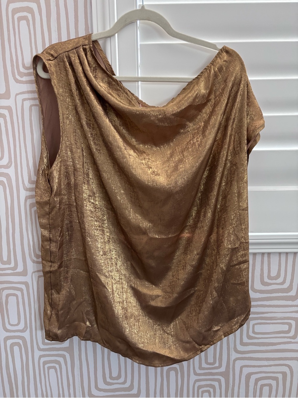 Metallic Gold Draped Women's Top